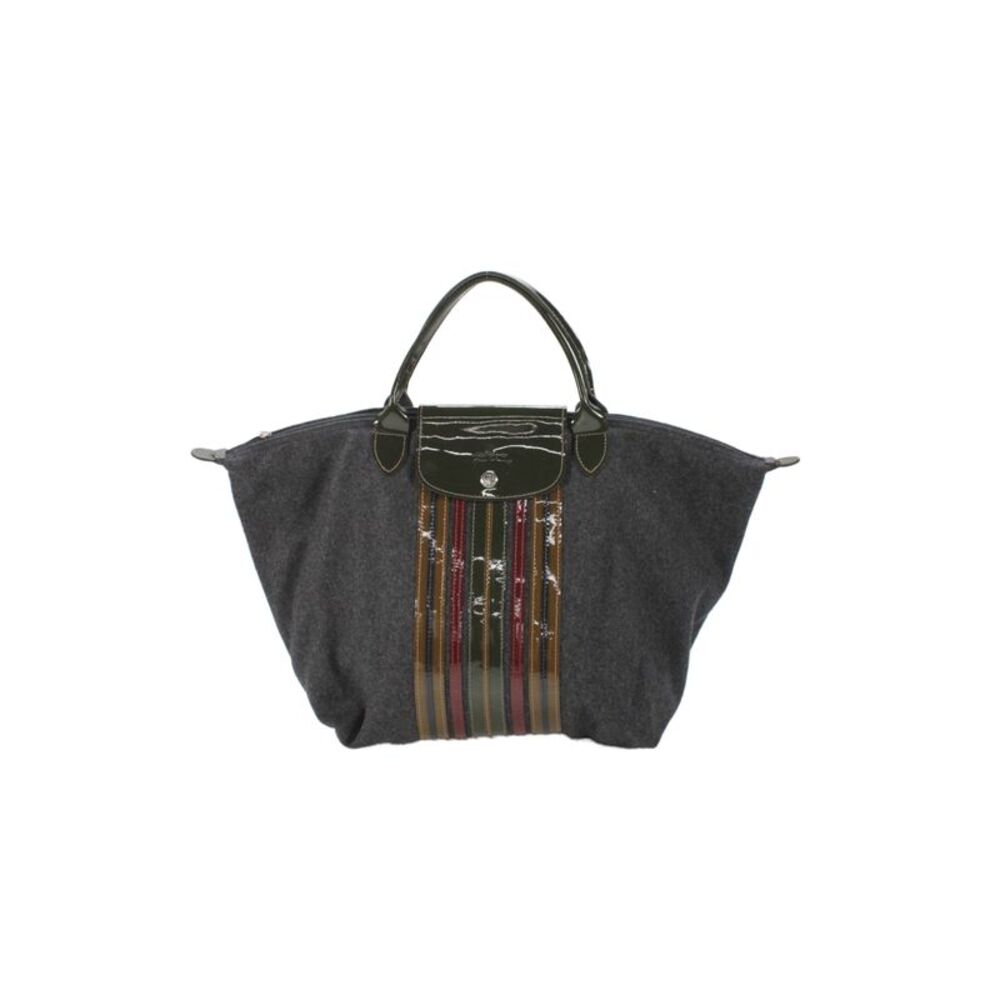 Longchamp Women's Le Pliage Vertical Stripe Tote Handbag Gray